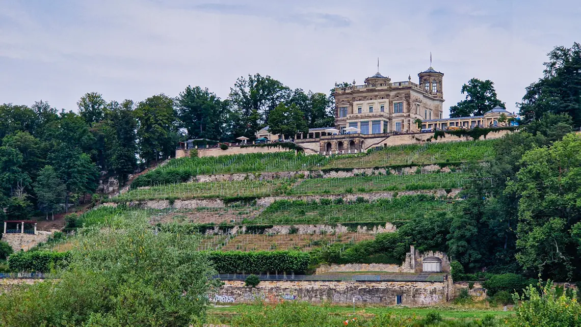 Widok na Pałac Lingnerschloss w Dreźnie.
