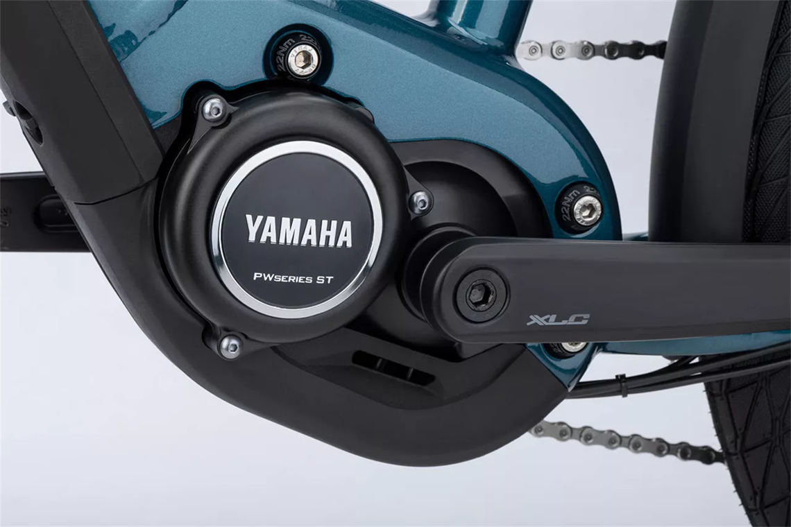 Silnik marki Yamaha w rowerze elektrycznym.