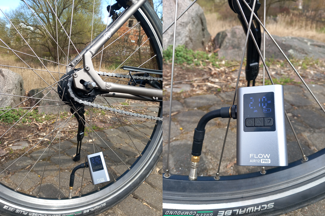 Pompka Navitel Air12 Pro na oponie.