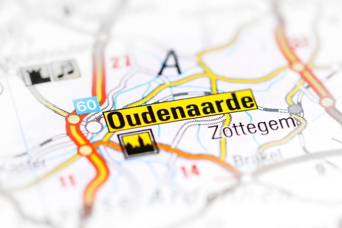 widok na mapę, zbliżenie na miejscowość oudenaarde