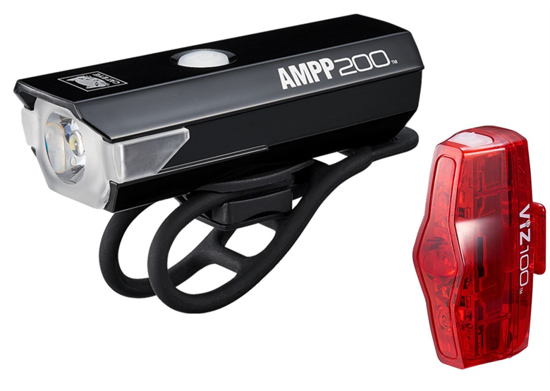 Zestaw lampek rowerowych CATEYE HL-EL042RC AMPP 200 / TL-LD800B VIZ100 