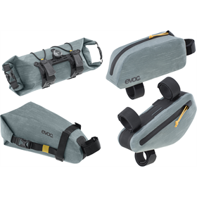 Torba podsiodłowa EVOC Seat Pack WP + Torba na kierownicę EVOC Handlebar Pack BOA WP + Torba na ramę EVOC Top Tube Pack WP + Torba pod ramę EVOC Multi Frame Pack WP