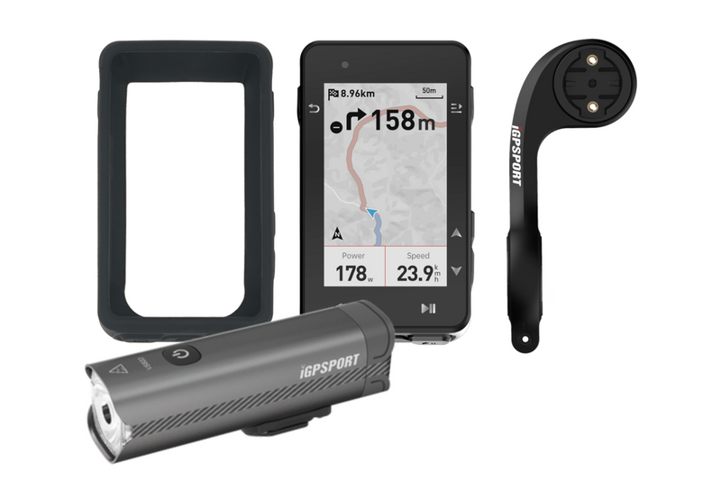Nawigacja rowerowa + lampka IGPSPORT IGS630s + VS800 + M80