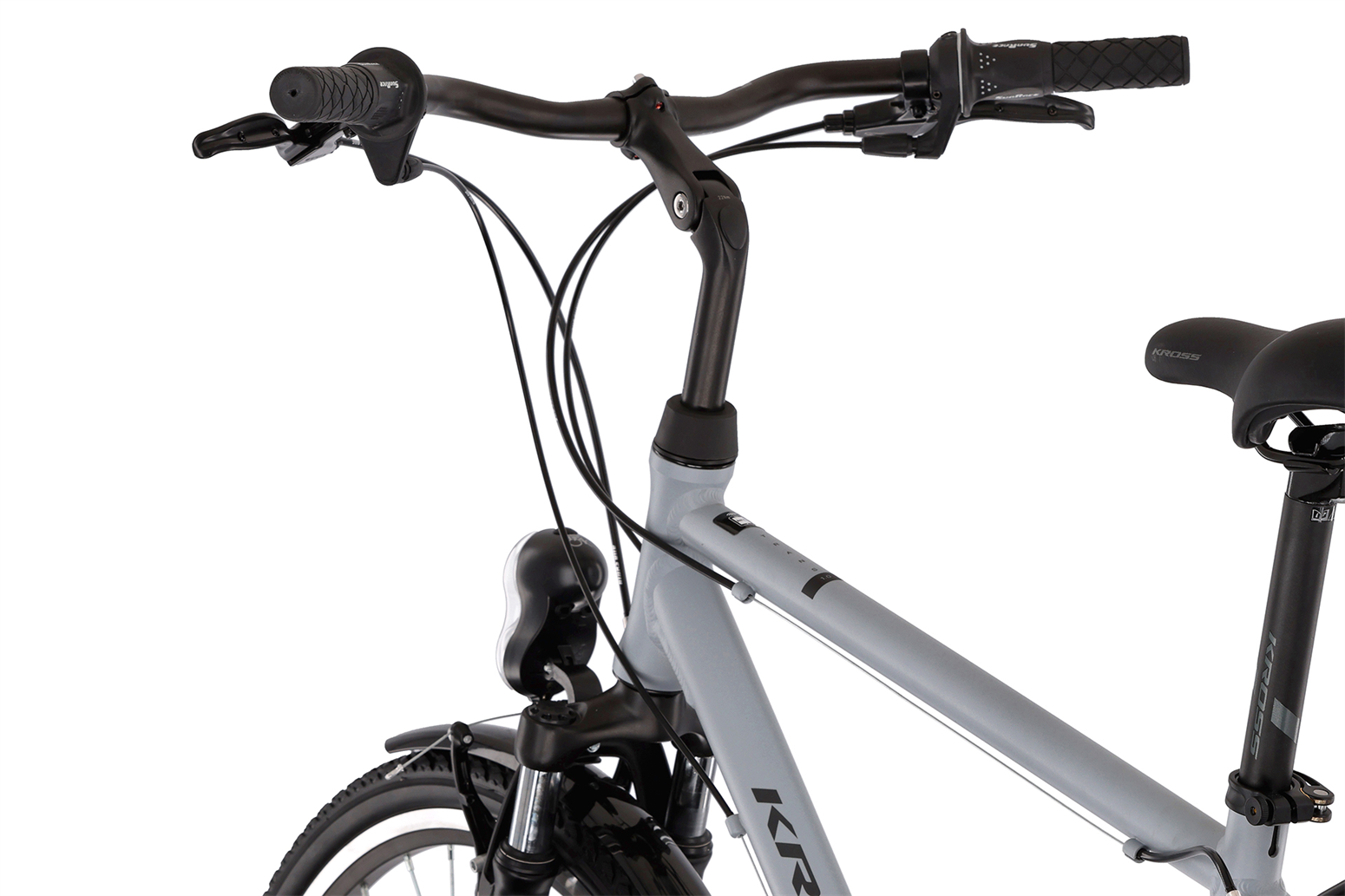 Vélo VTC Trekking 28 Pouces Homme Kross Trans 1.0 - Taille L (21") - Aluminium Gris/noir