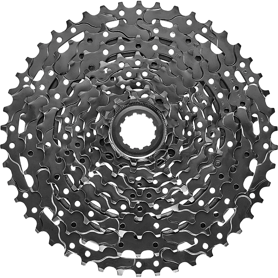 Cassette Tektro CS-M350-9 - 9 Vitesses, 11-46 Dents, Acier - Pour VTT, Vélo électrique, Usage Intensif