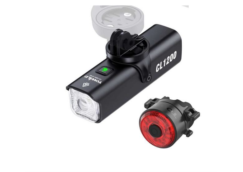 Zestaw lampek rowerowych TOWILD CL1200 + TL03 + pilot