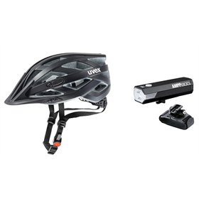 Kask rowerowy UVEX I-vo CC + Lampka przednia CATEYE AMPP 800